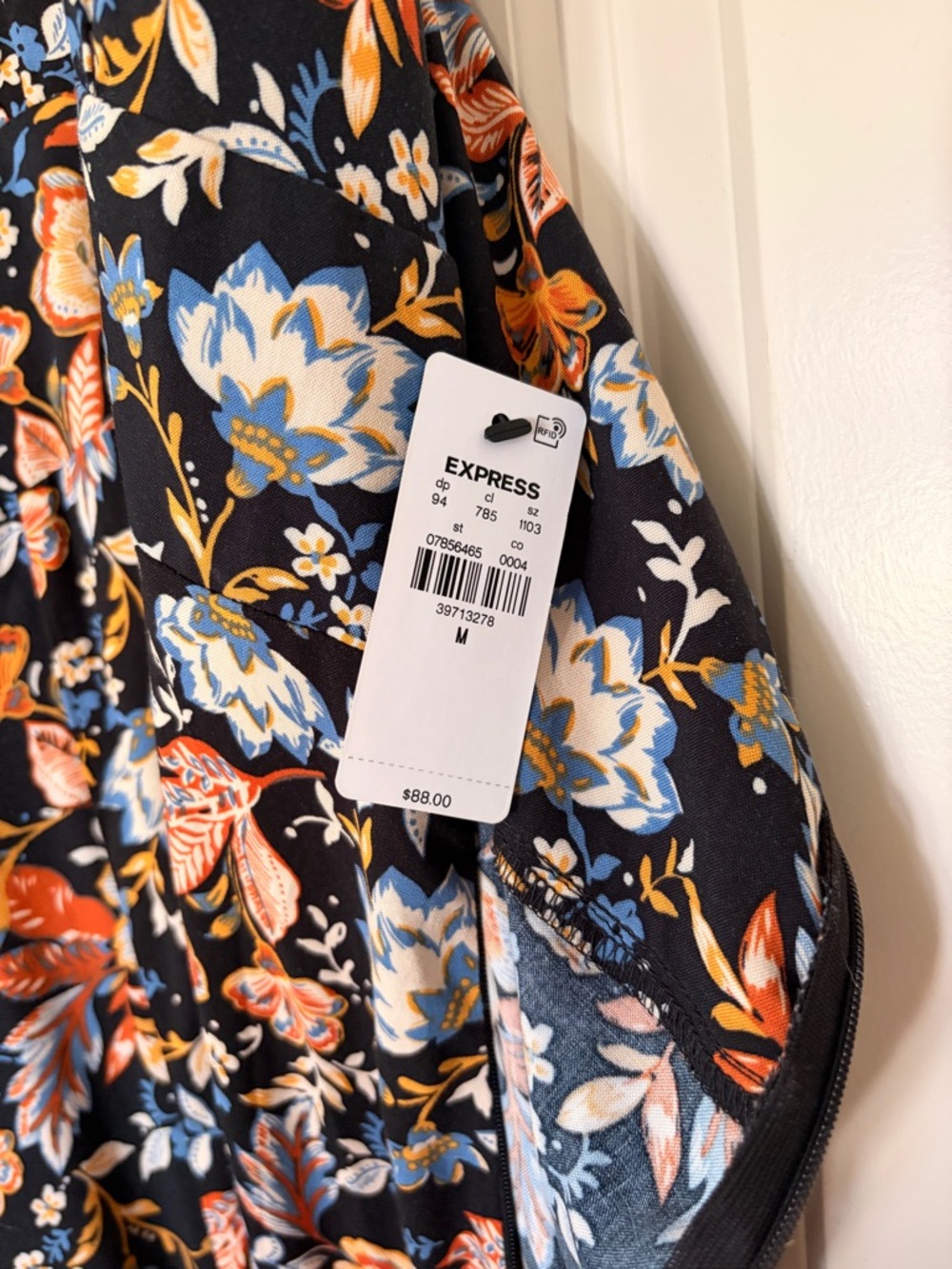 Express Floral Print Blouse in Black, Blue, Orange and Cream - Picture 4 of 5